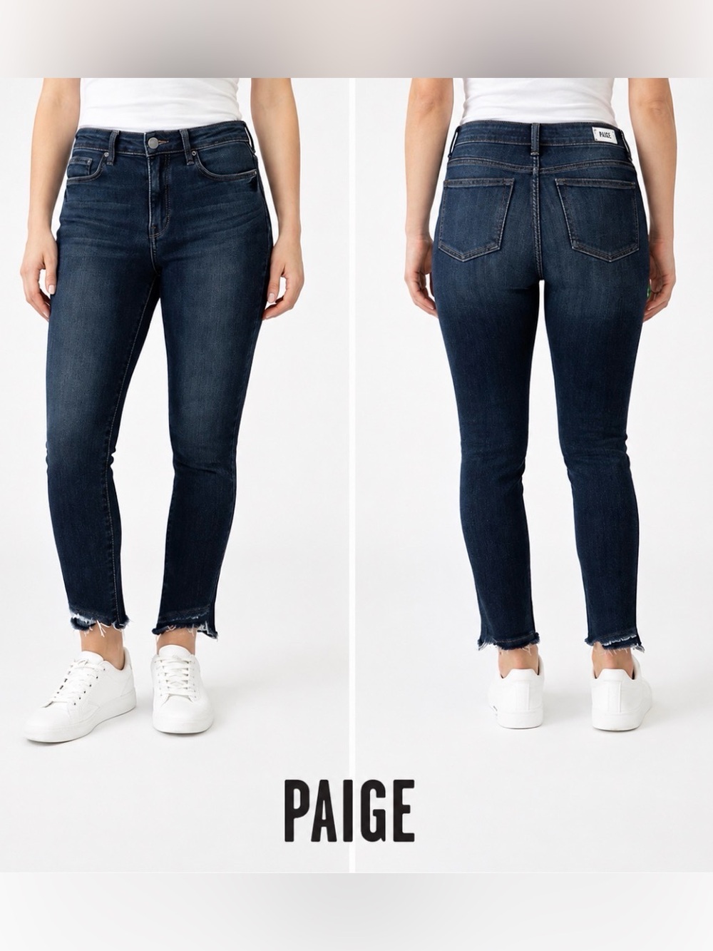 PAIGE Verdugo Ankle Jeans Womens 27 Dark Wash Skinny Raw Hem Distressed Stretch